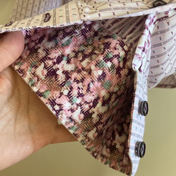 Robert Graham Dress Shirt Mens XL Classic Fit Pink Purple Flip Cuff Floral - Picture 9 of 15